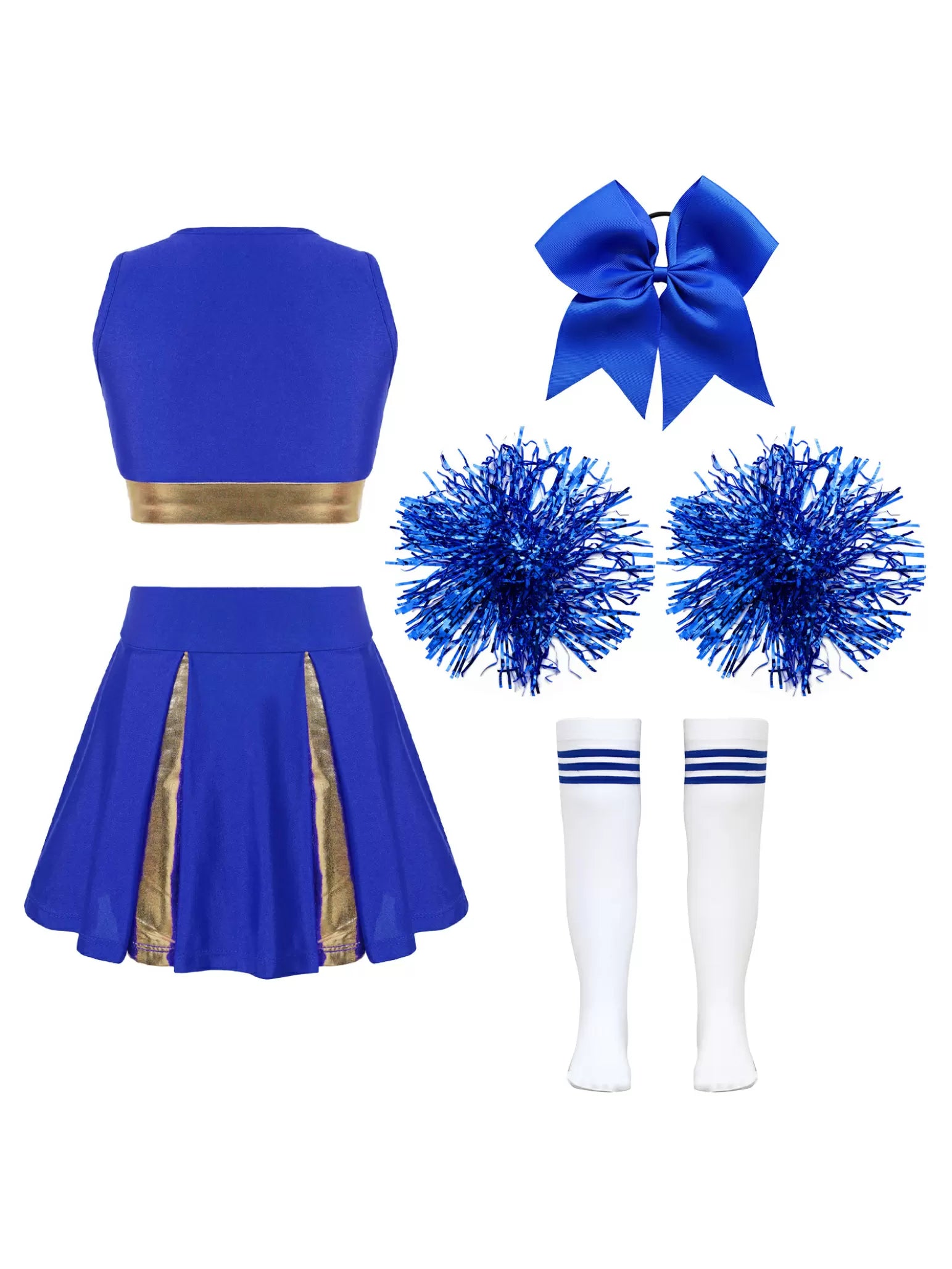 Kids Girls Sleeveless Crop Top and Skirt Cheerleading Dance Sets