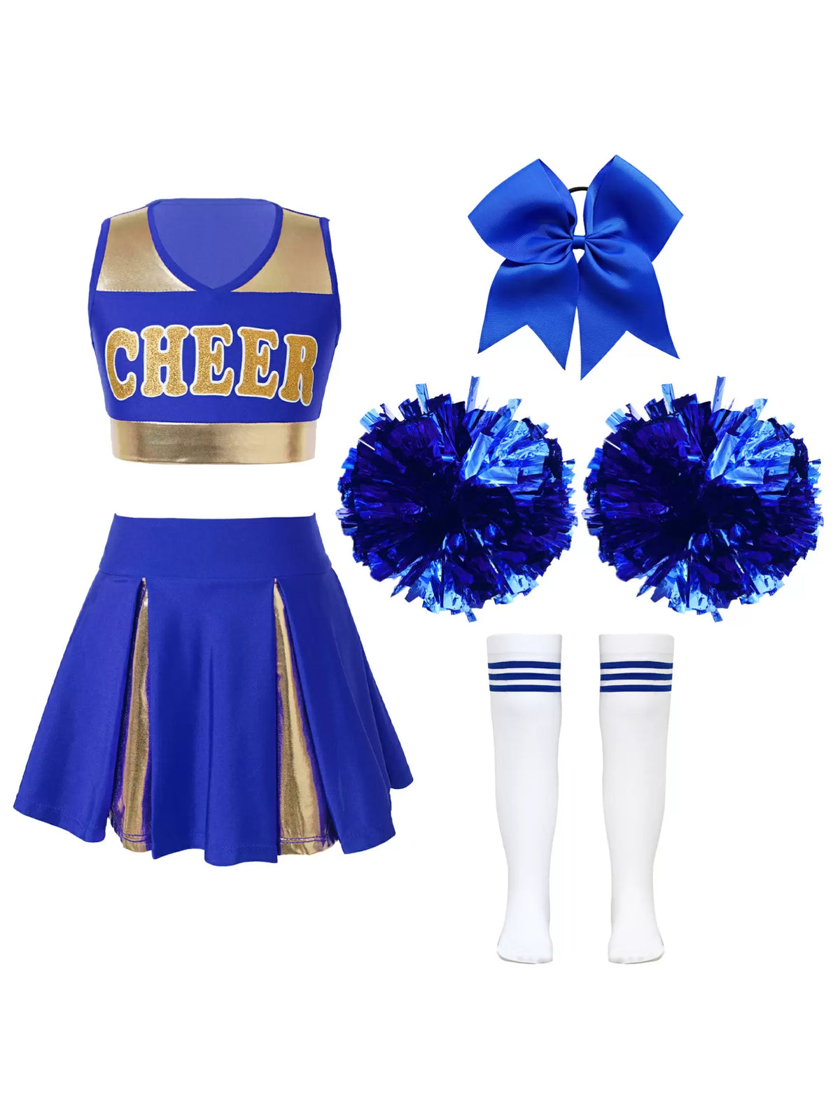 Kids Girls Sleeveless Crop Top and Skirt Cheerleading Dance Sets