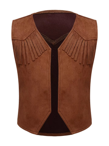 Kids Boys Sleeveless Cowboy Fringe Vest Halloween Costume