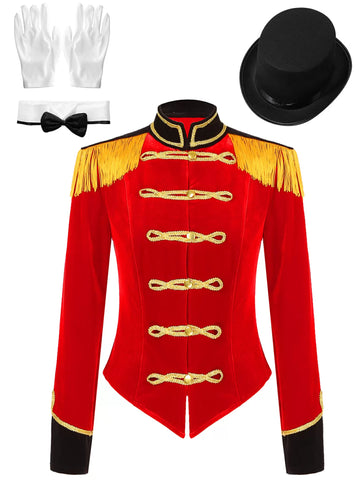 Women Long Sleeve Jacket with Hat Circus Costume Set