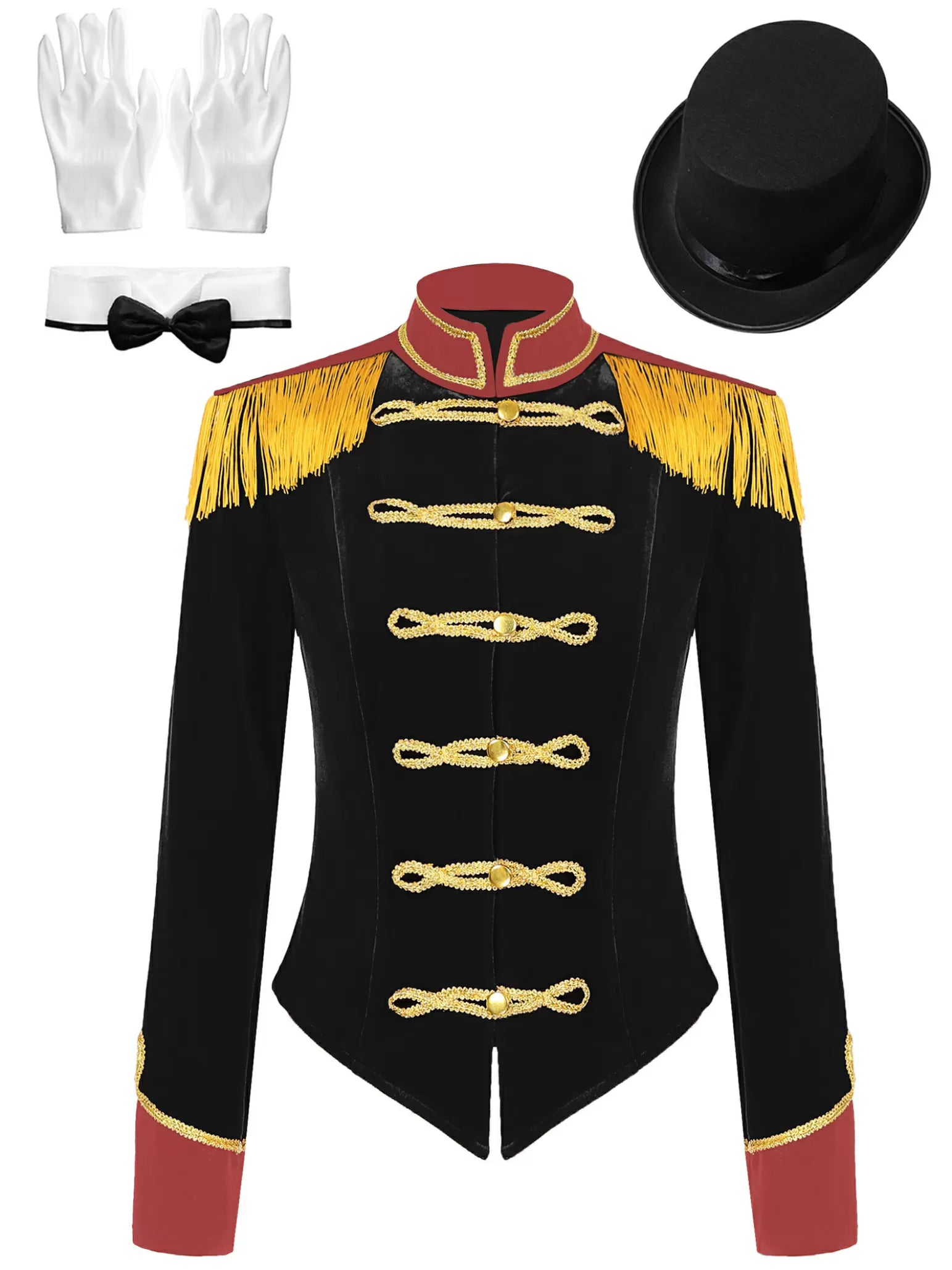 Women Long Sleeve Jacket with Hat Circus Costume Set