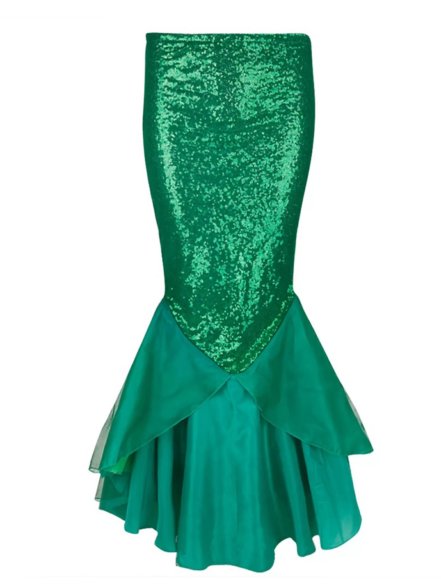 Women Ruffle Sequined Mermaid Tail Skirt