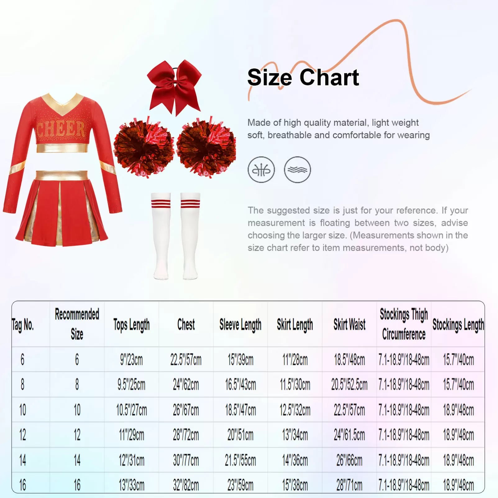 Kids Girls Long Sleeve Crop Top and Pleated Skirt Cheerlead Dance Set