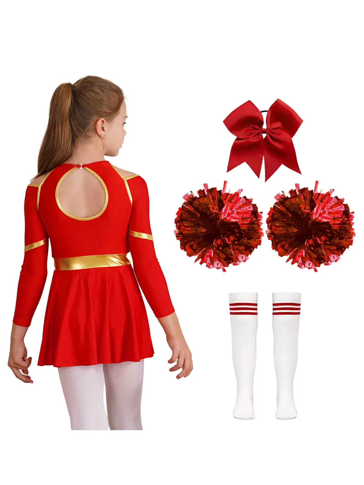 Kids Girls Cheerlead Dance Letter Print A-line Dress Set