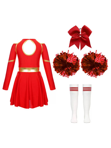 Kids Girls Cheerlead Dance Letter Print A-line Dress Set