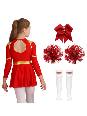 Kids Girls Cheerlead Dance Letter Print A-line Dress Set