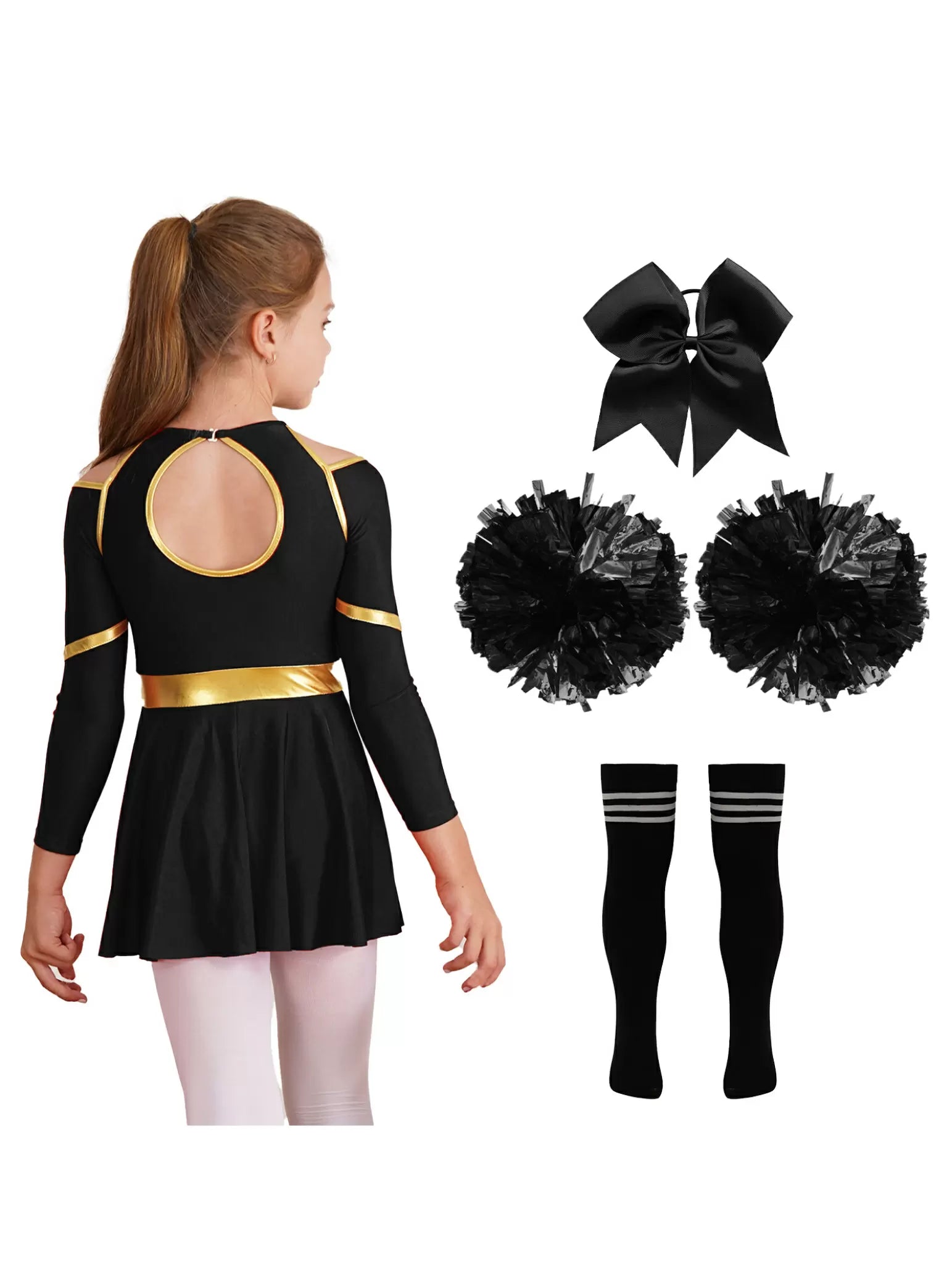 Kids Girls Cheerlead Dance Letter Print A-line Dress Set