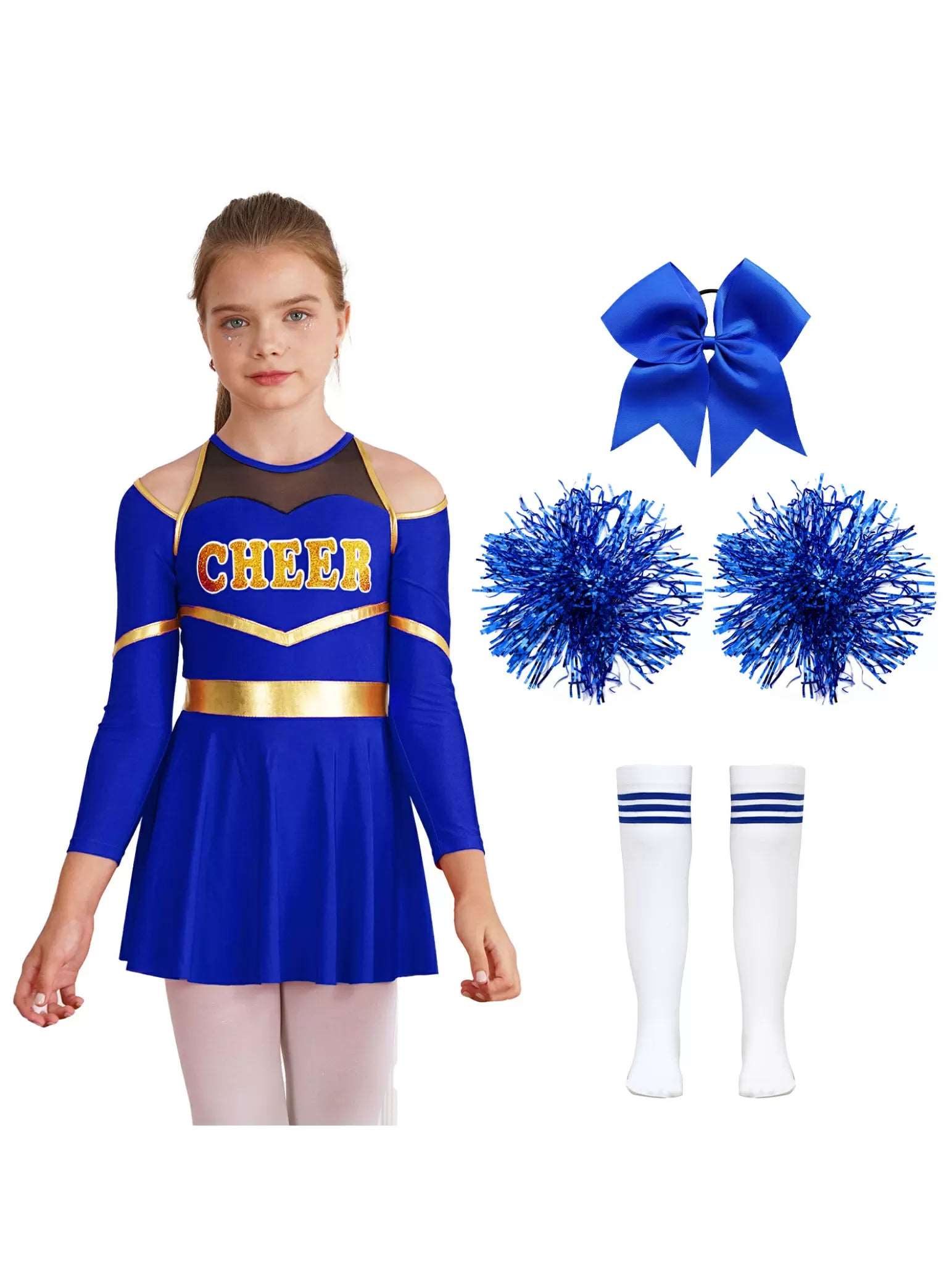 Kids Girls Cheerlead Dance Letter Print A-line Dress Set