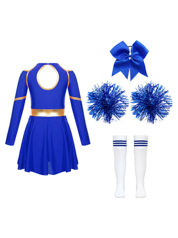 Kids Girls Cheerlead Dance Letter Print A-line Dress Set