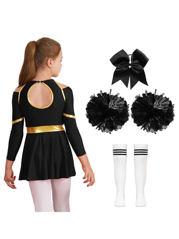 Kids Girls Cheerlead Dance Letter Print A-line Dress Set