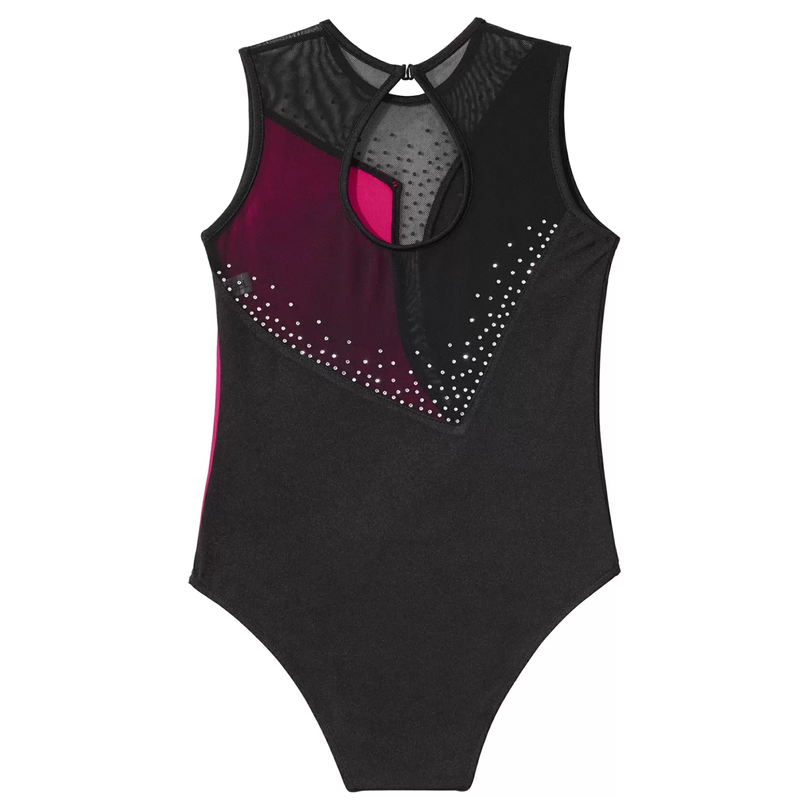 Kids Girls Sleeveless Rhinestone Colorblock Skating Leotard