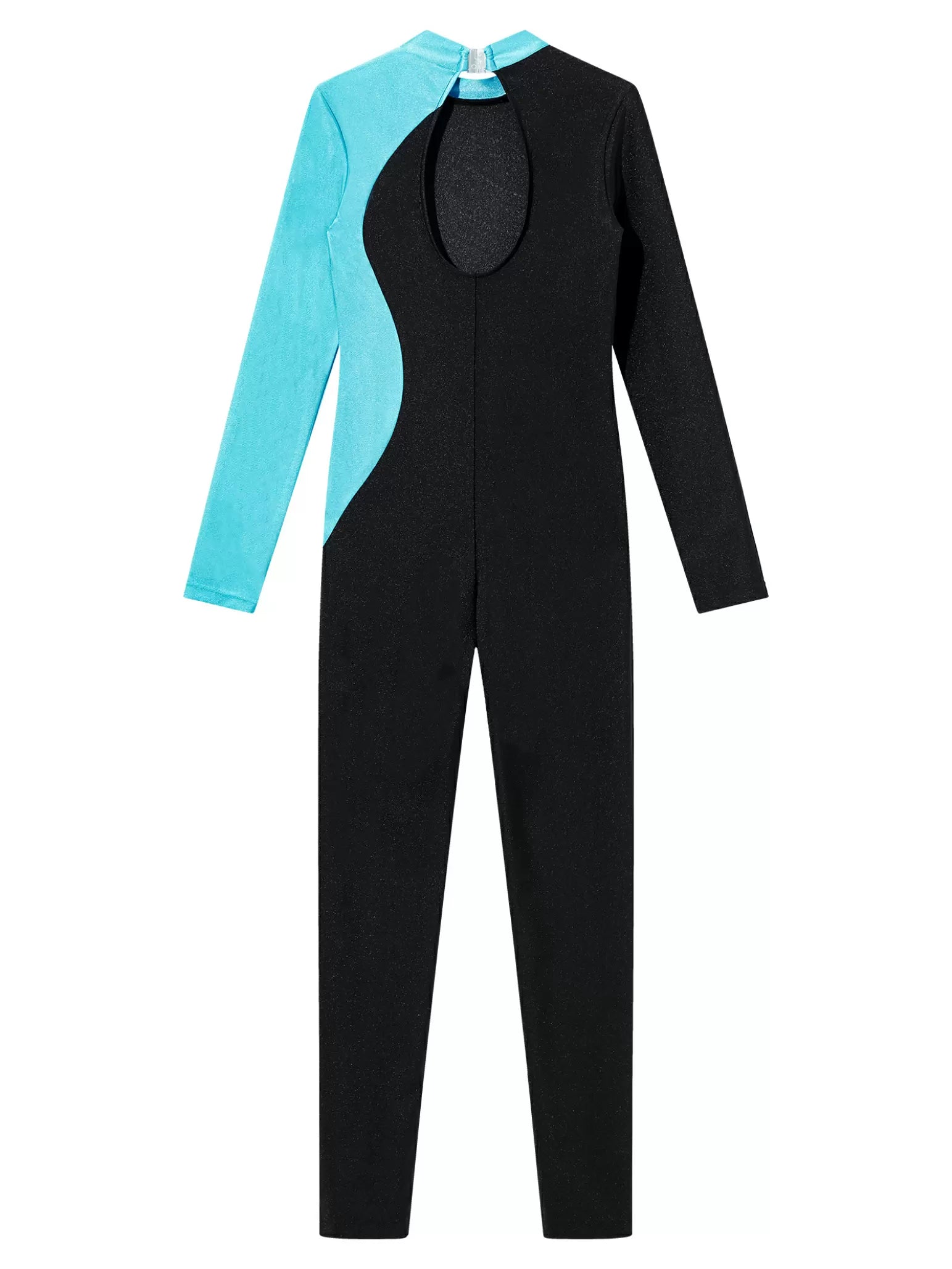 Kids Girls Long Sleeve Colorblock Rhinestone Gymnastic Unitard