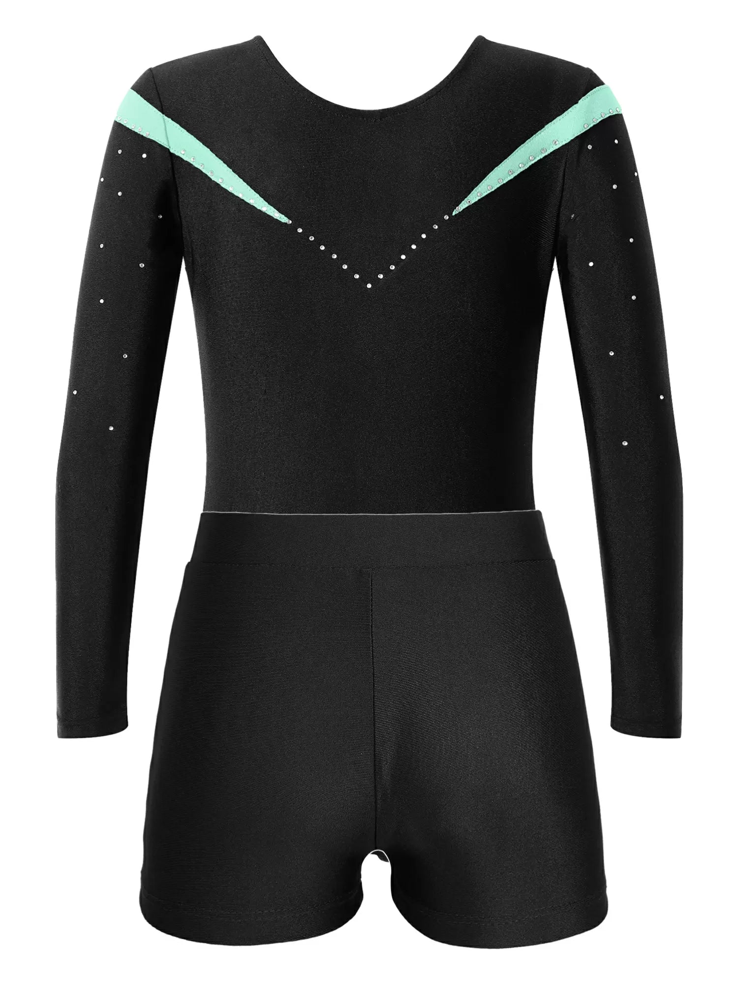 Kids Girls 2pcs Long Sleeve Leotard and Shorts Gymnastics Set