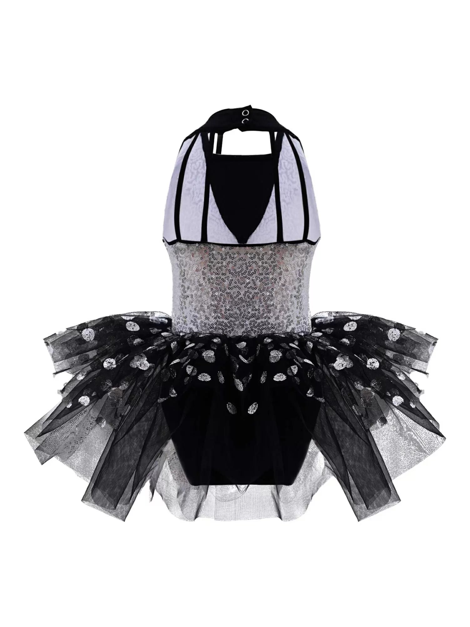 Kids Girls Sleeveless Sequin Polka Dots Ballet Tutu Dress