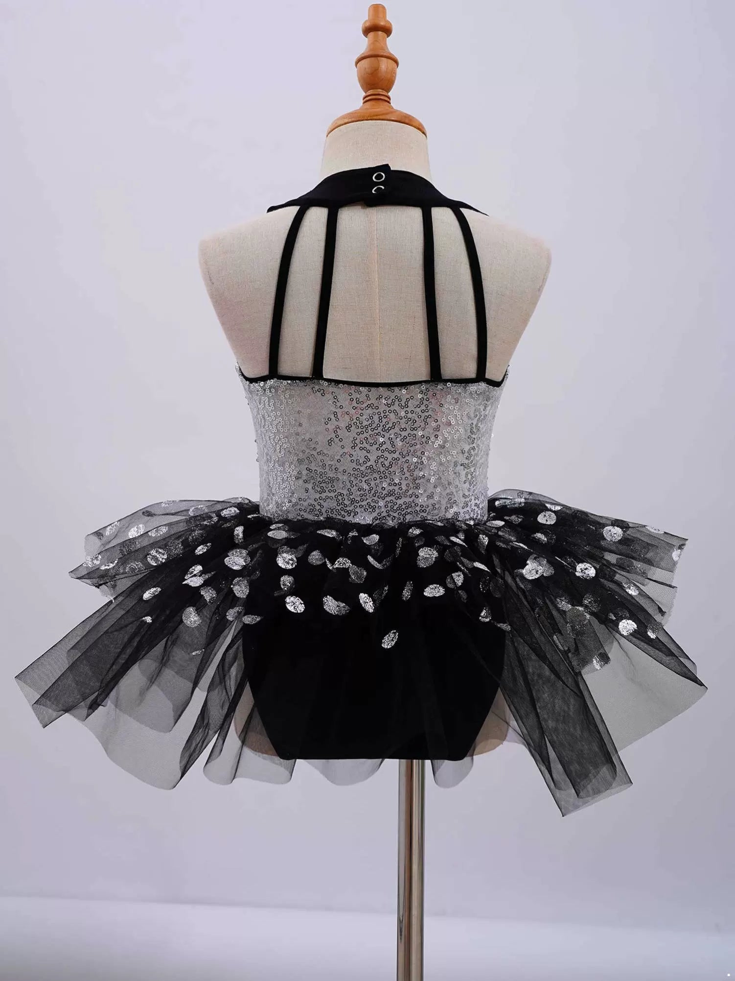 Kids Girls Sleeveless Sequin Polka Dots Ballet Tutu Dress