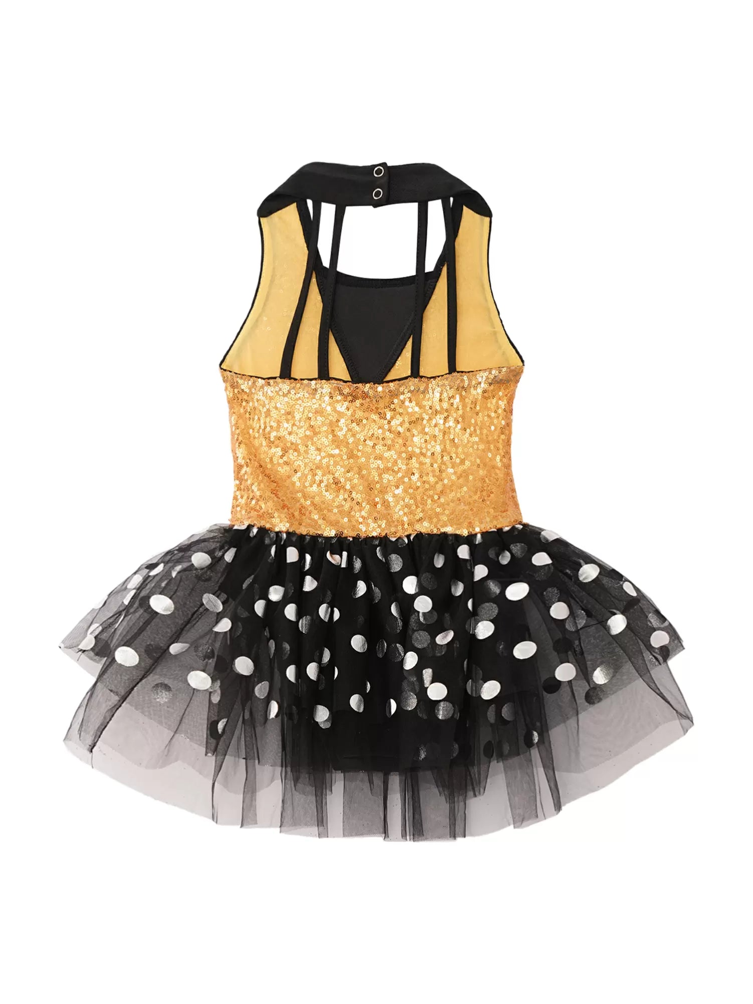 Kids Girls Sleeveless Sequin Polka Dots Ballet Tutu Dress