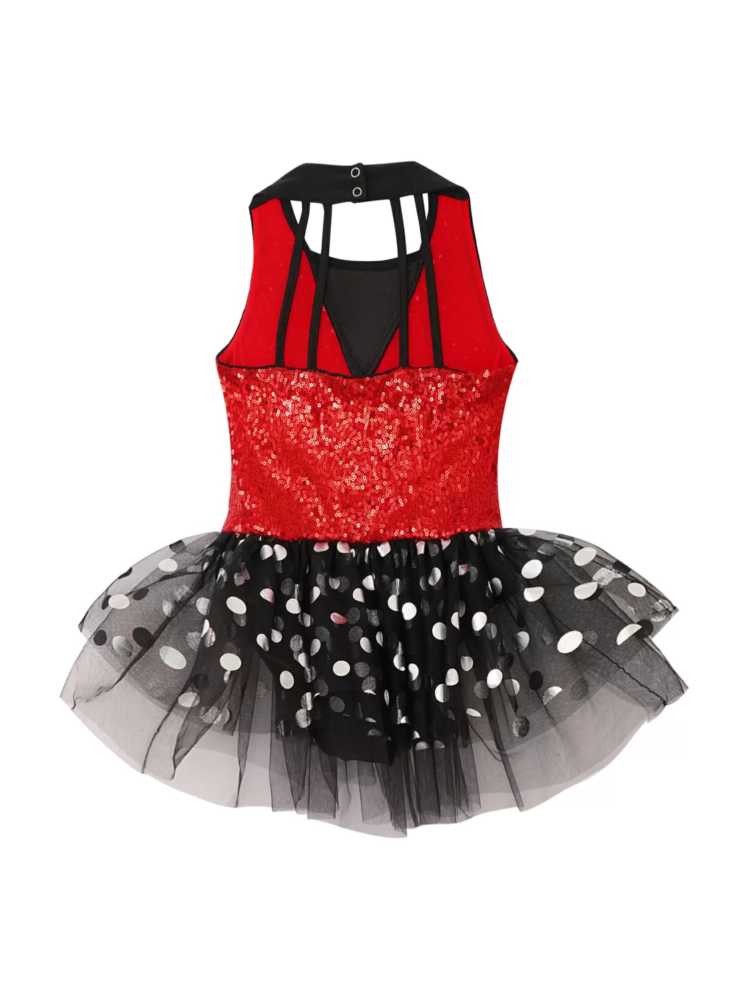 Kids Girls Sleeveless Sequin Polka Dots Ballet Tutu Dress