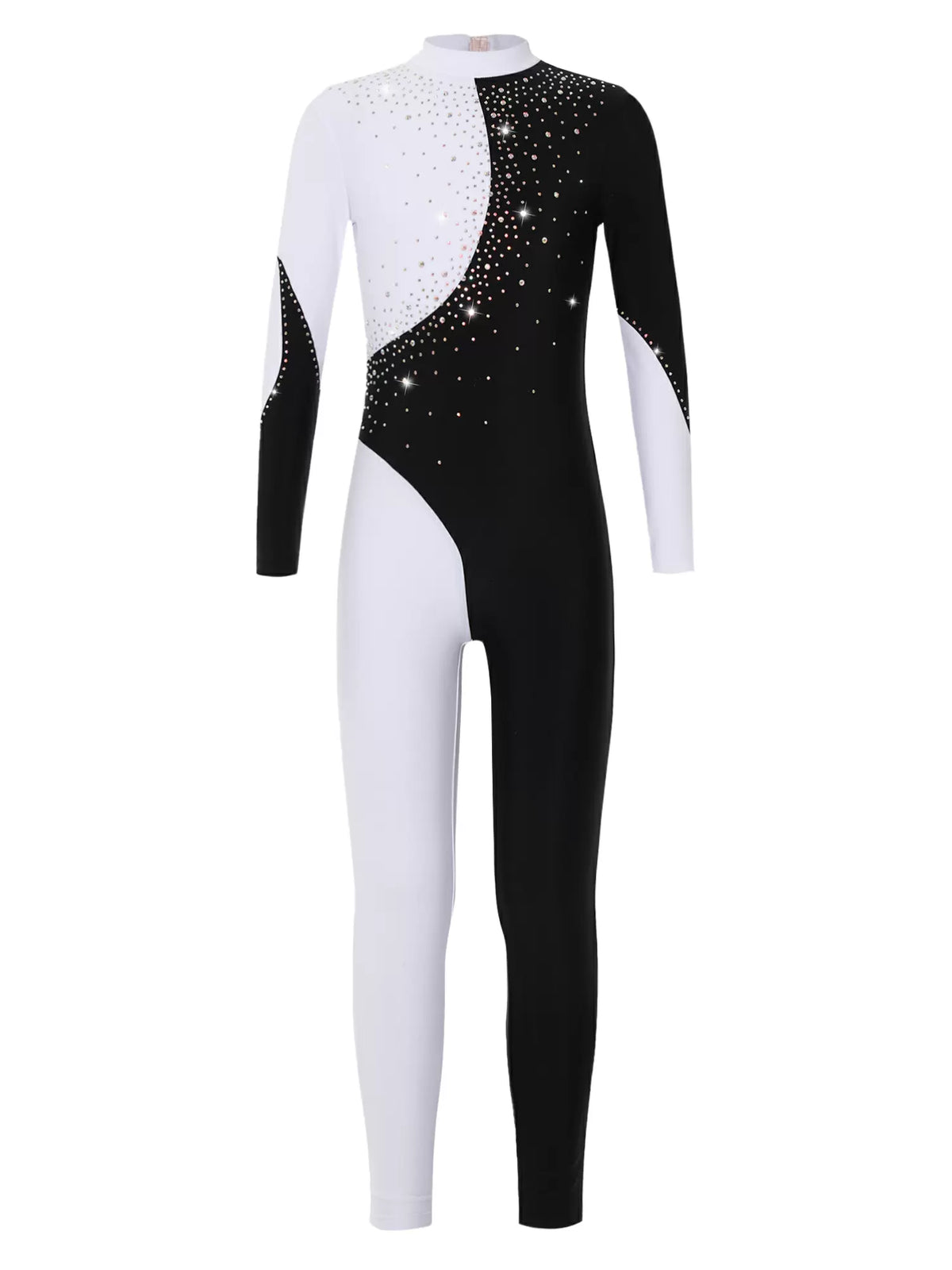 Kids Girls Long Sleeve Colorblock Hollow Back Gymnastic Unitard