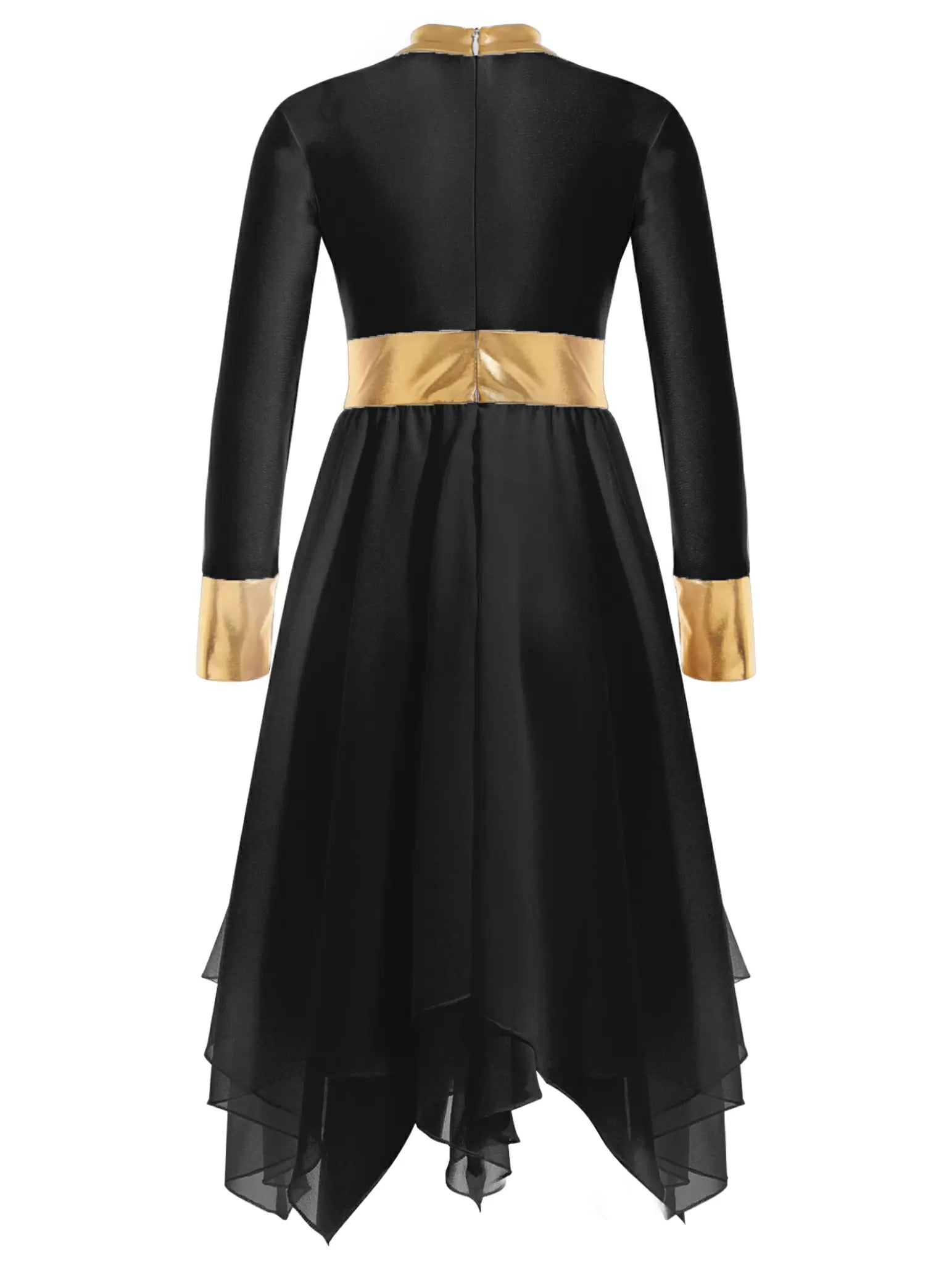 Girl Long Sleeve A-line Asymmetrical Worship Dance Dress