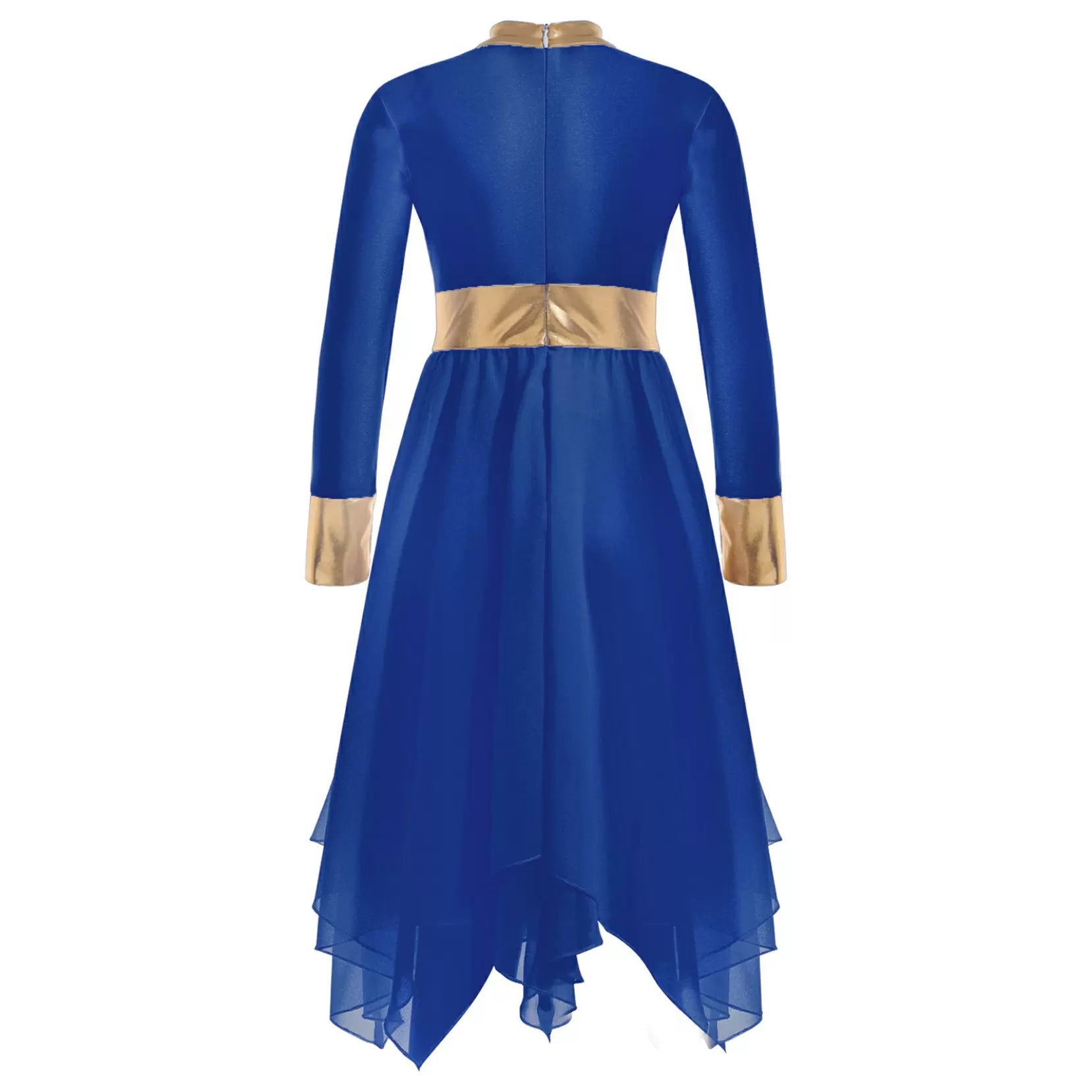 Girl Long Sleeve A-line Asymmetrical Worship Dance Dress