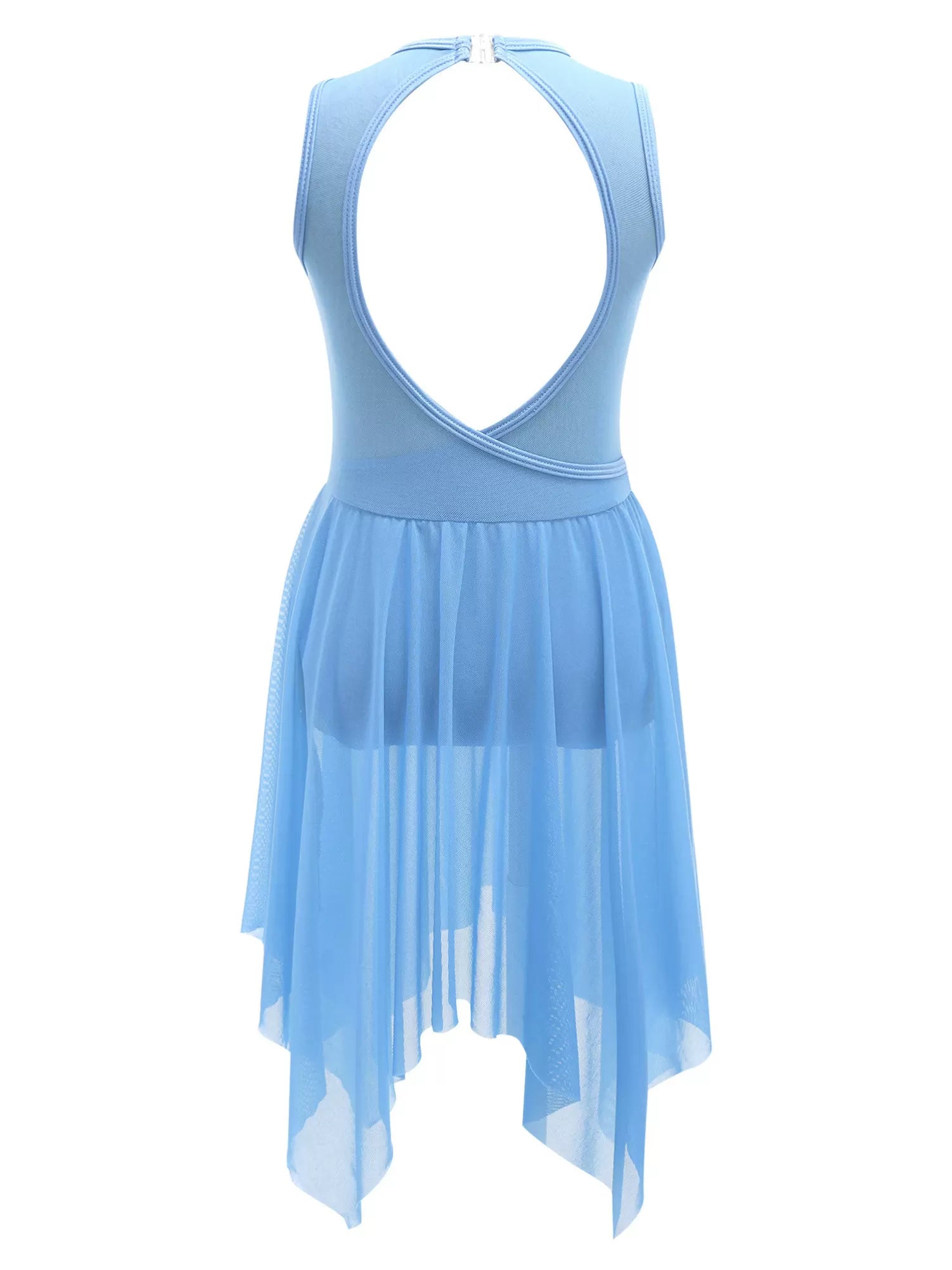 Kids Girls Sleeveless Backless Mesh Lyrical Dance Dress