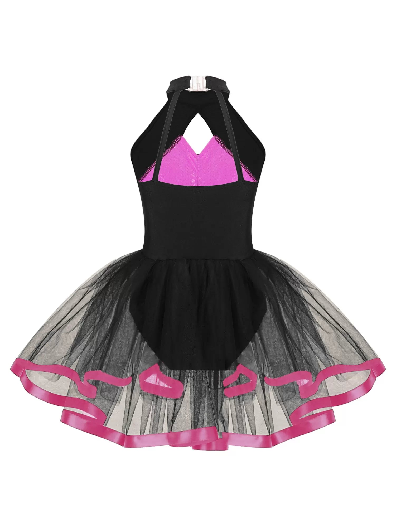 Kids Girls Halter Neck Sequins Ruffle Ballet Tutu Dress