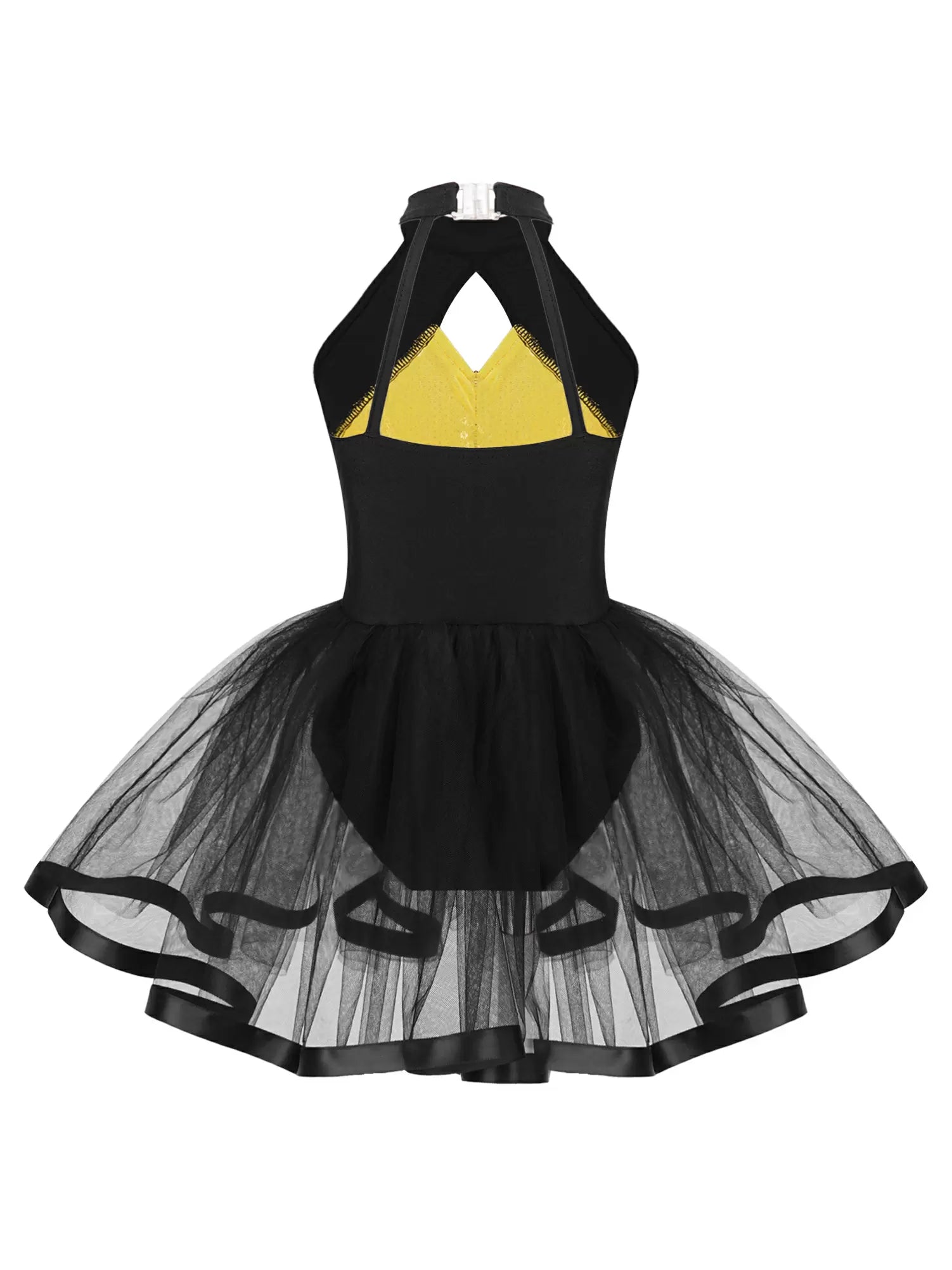 Kids Girls Halter Neck Sequins Ruffle Ballet Tutu Dress