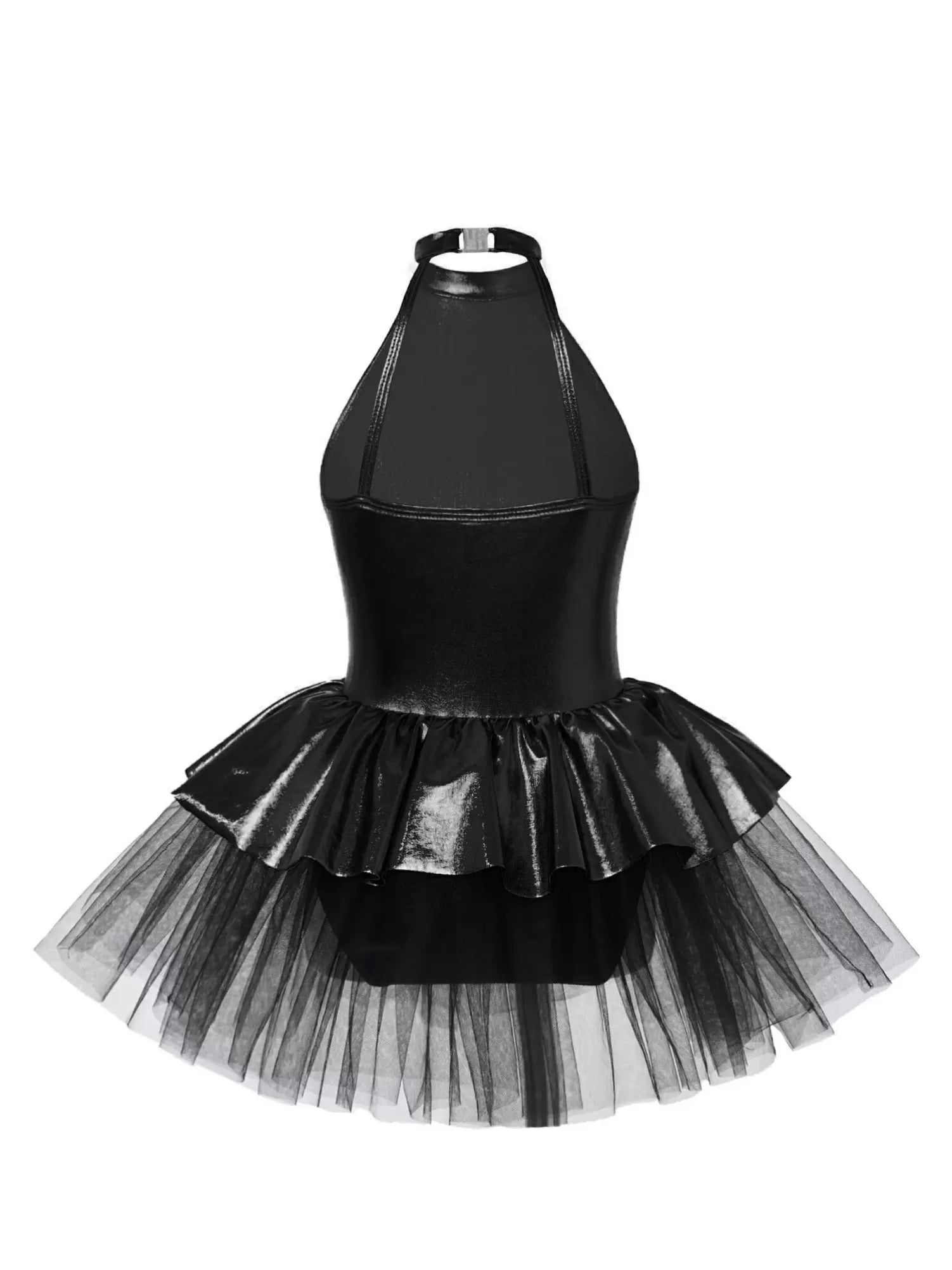 Kids Girls Halter Neck Sequins Bowknot Tulle Ballet Tutu Dress