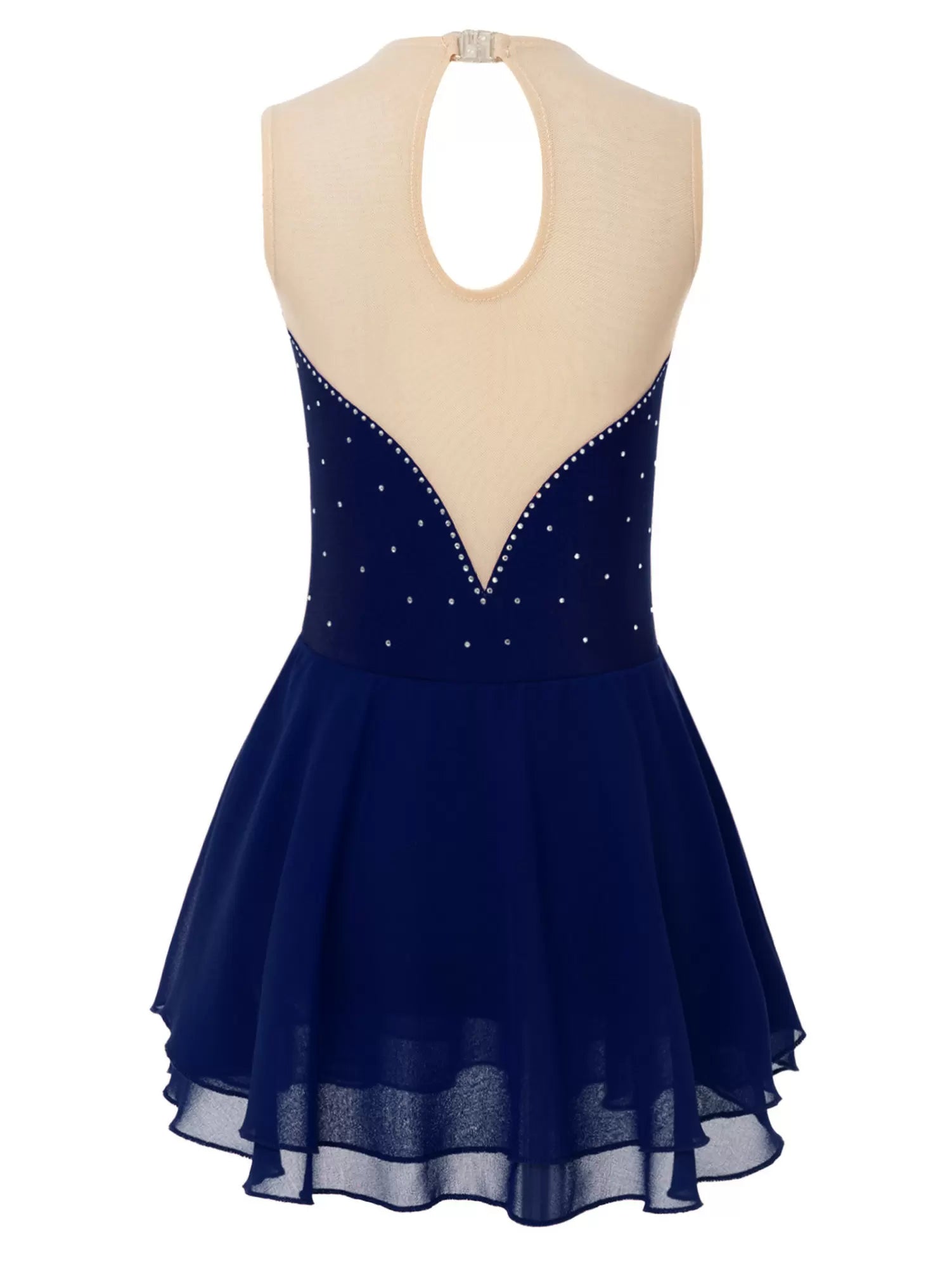 Kids Girls Sleeveless Shiny Rhinestone A-line Skating Dress