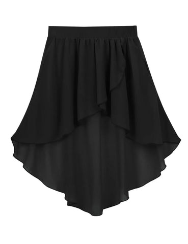 Kids Girls Solid Color High-Low Chiffon Jazz Dance Skirt