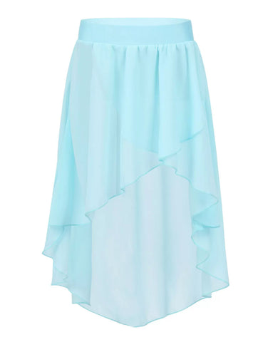 Kids Girls Solid Color High-Low Chiffon Jazz Dance Skirt