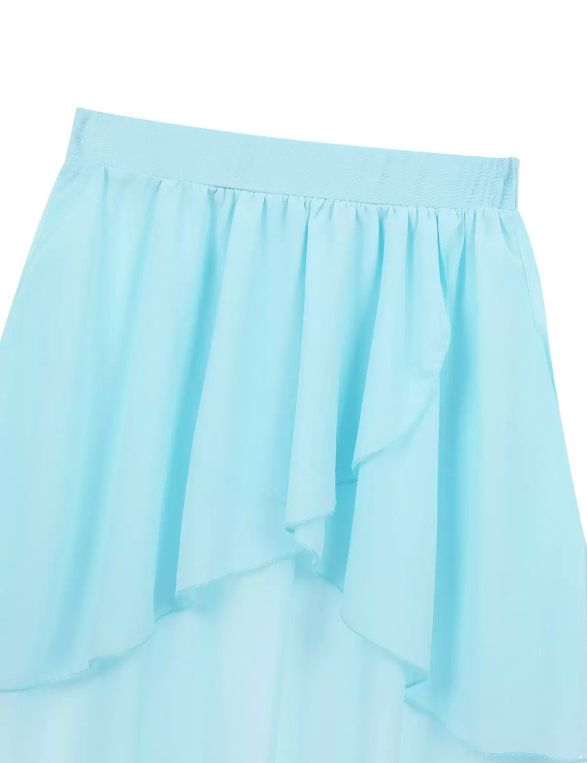 Kids Girls Solid Color High-Low Chiffon Jazz Dance Skirt