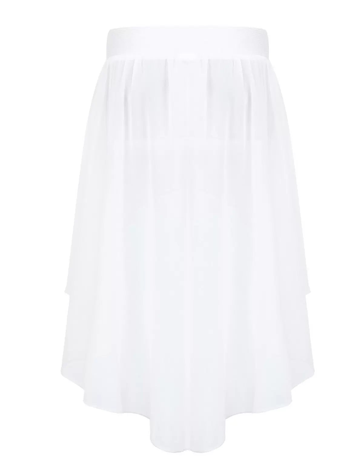 Kids Girls Solid Color High-Low Chiffon Jazz Dance Skirt