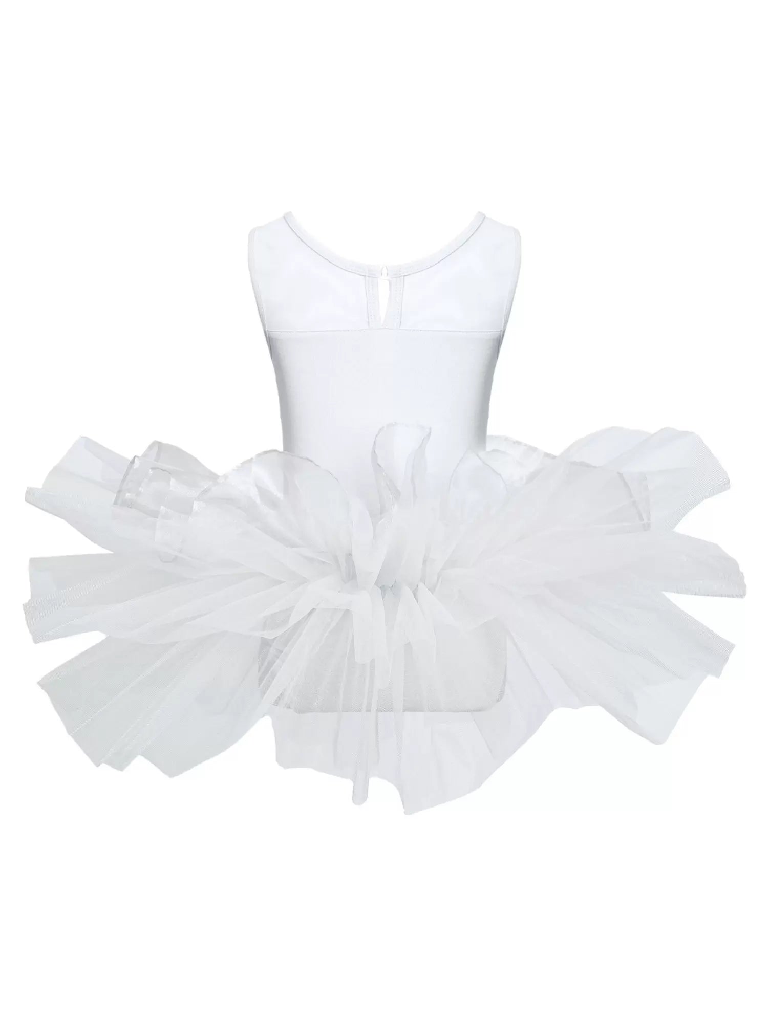 Kids Girls Sleeveless Sequin Tulle Ballet Dance Tutu Dress