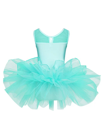 Kids Girls Sleeveless Sequin Tulle Ballet Dance Tutu Dress