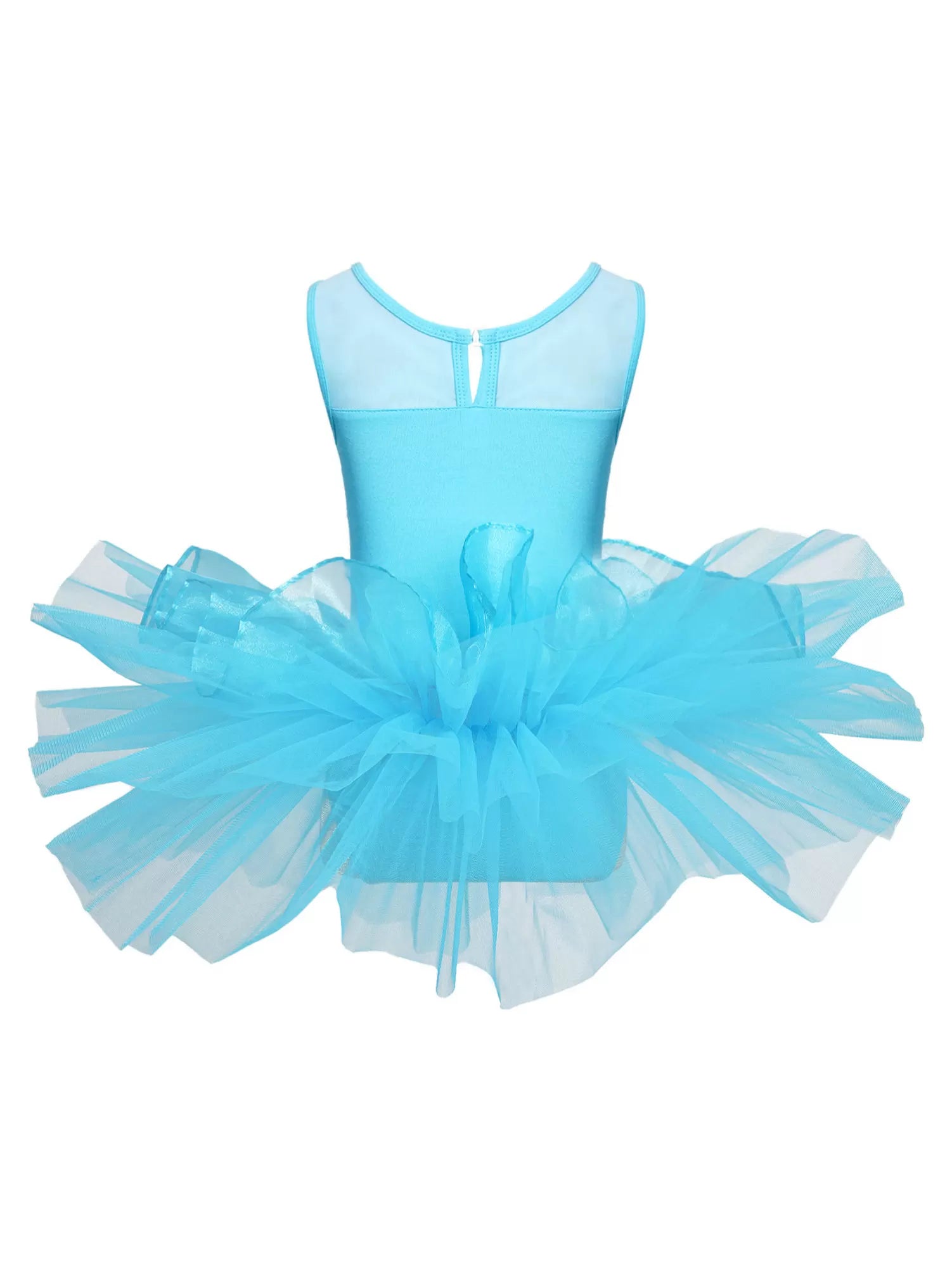 Kids Girls Sleeveless Sequin Tulle Ballet Dance Tutu Dress