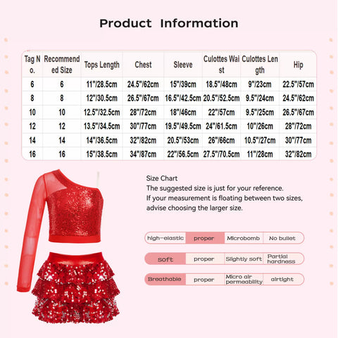 Kids Girls 2pcs Sequins Long Sleeve Top and Skirt Jazz Dance Set