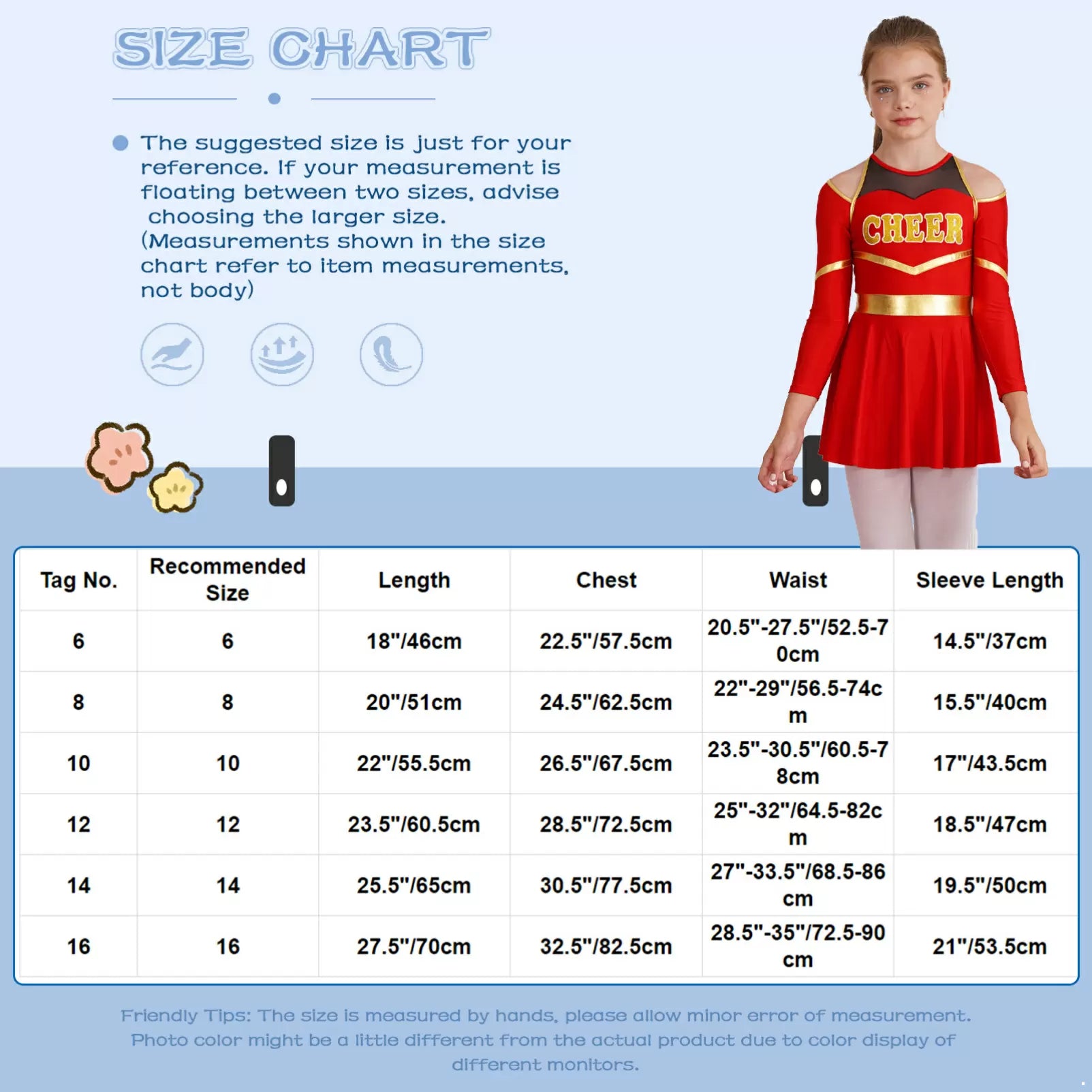 Kids Girls Long Sleeve Cold Shoulder Cheerleading A-line Dress