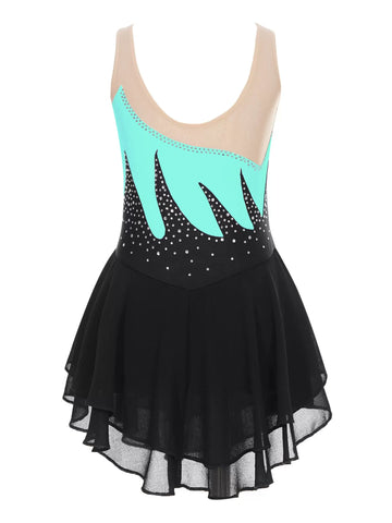 Kids Girls Sleeveless U Back Figure Skating Leotard Dress