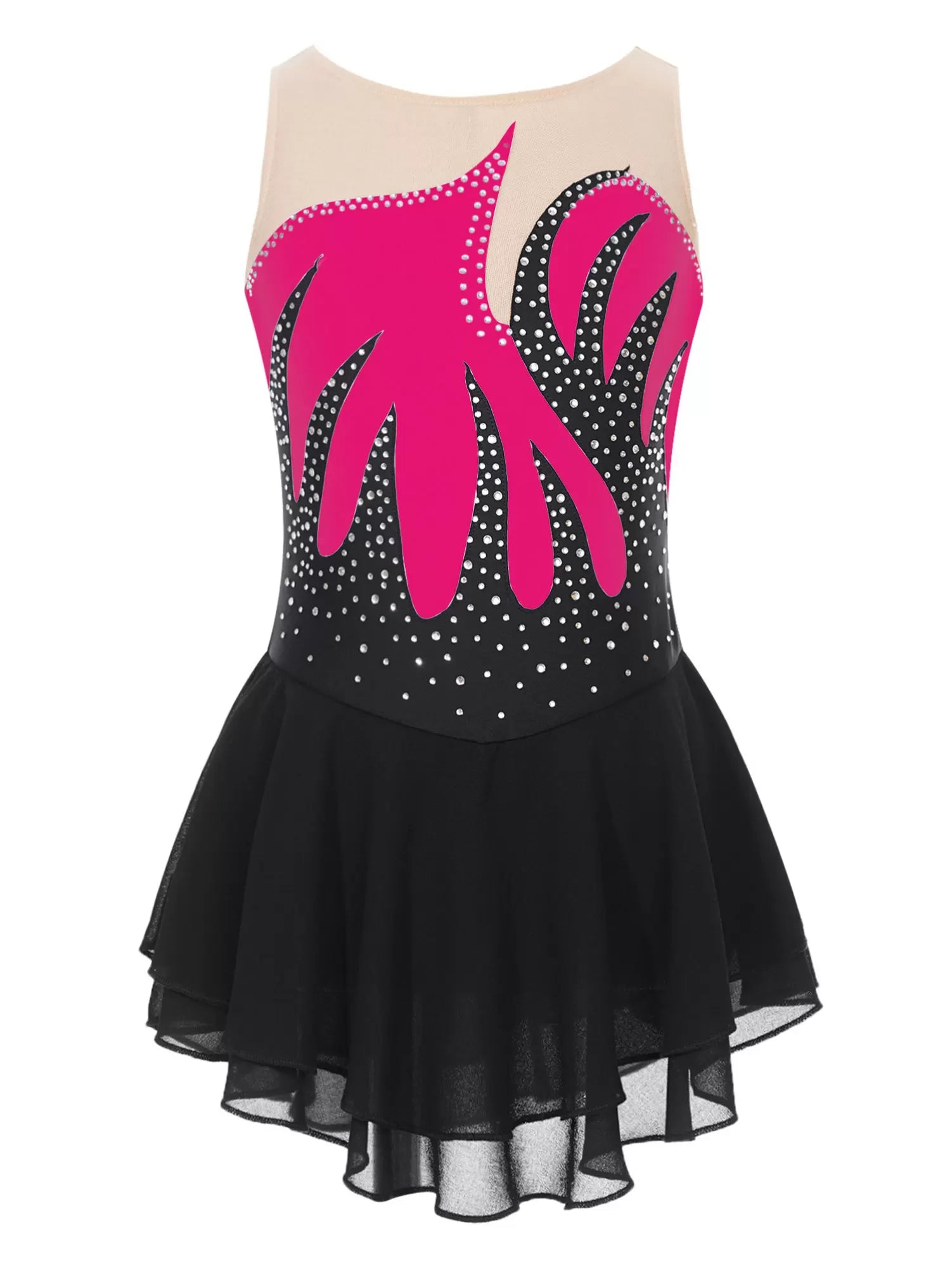 Kids Girls Sleeveless U Back Figure Skating Leotard Dress