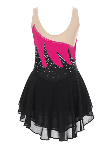 Kids Girls Sleeveless U Back Figure Skating Leotard Dress