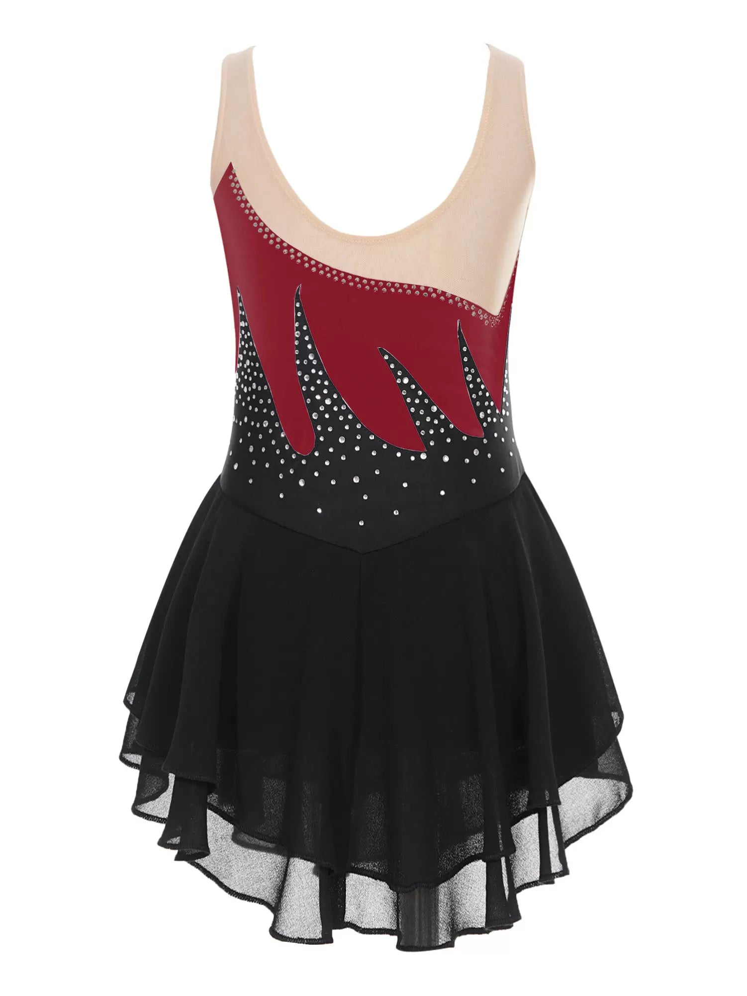 Kids Girls Sleeveless U Back Figure Skating Leotard Dress