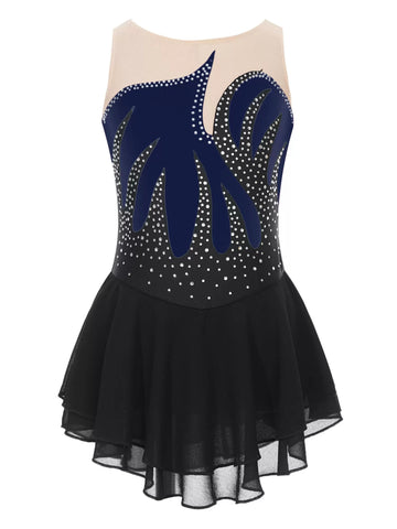 Kids Girls Sleeveless U Back Figure Skating Leotard Dress