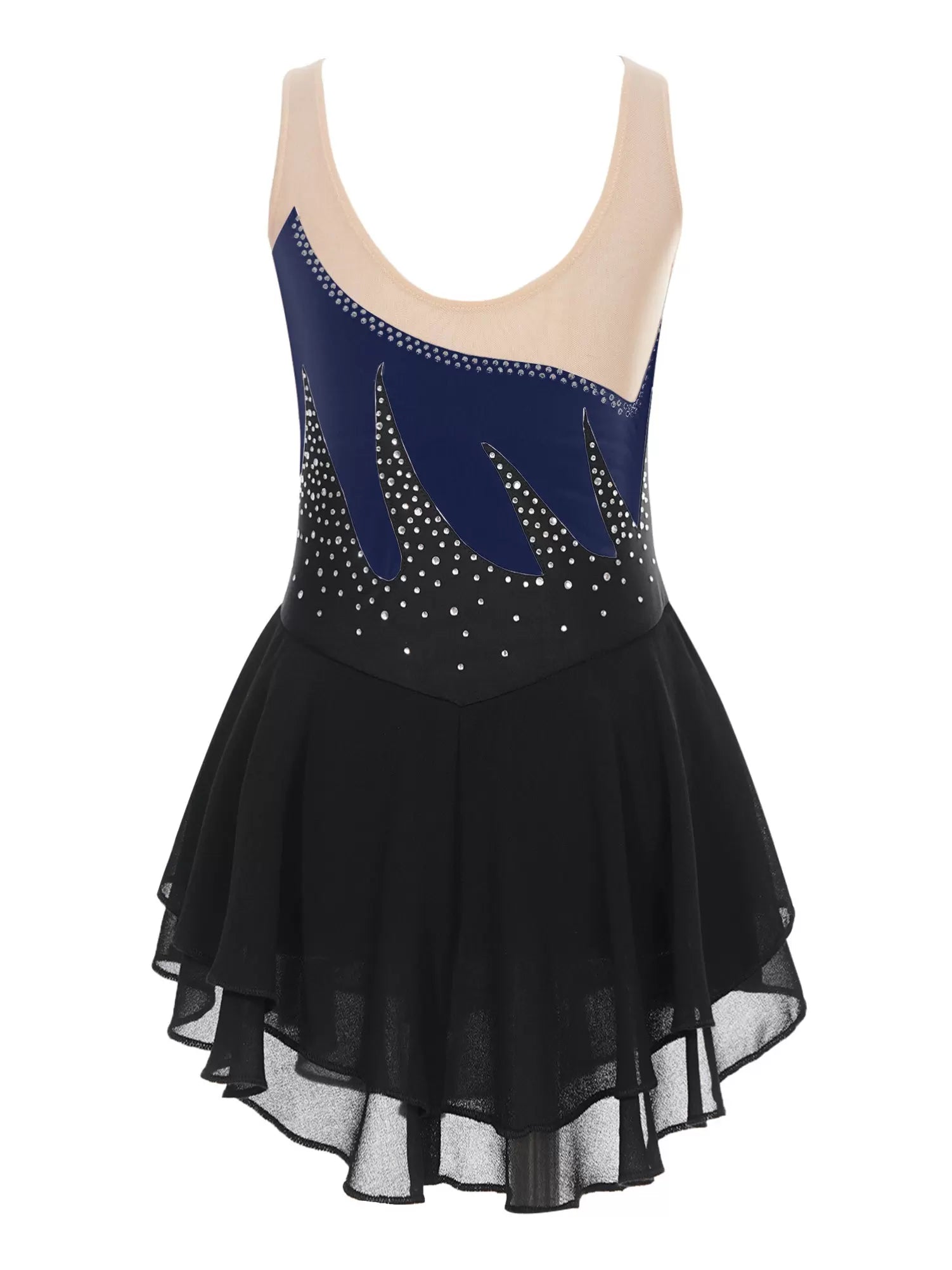 Kids Girls Sleeveless U Back Figure Skating Leotard Dress