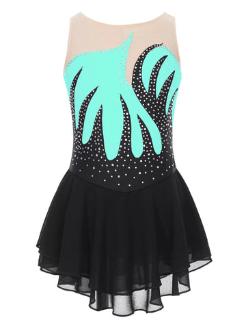 Kids Girls Sleeveless U Back Figure Skating Leotard Dress