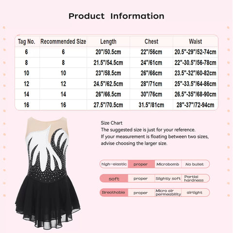 Kids Girls Sleeveless U Back Figure Skating Leotard Dress