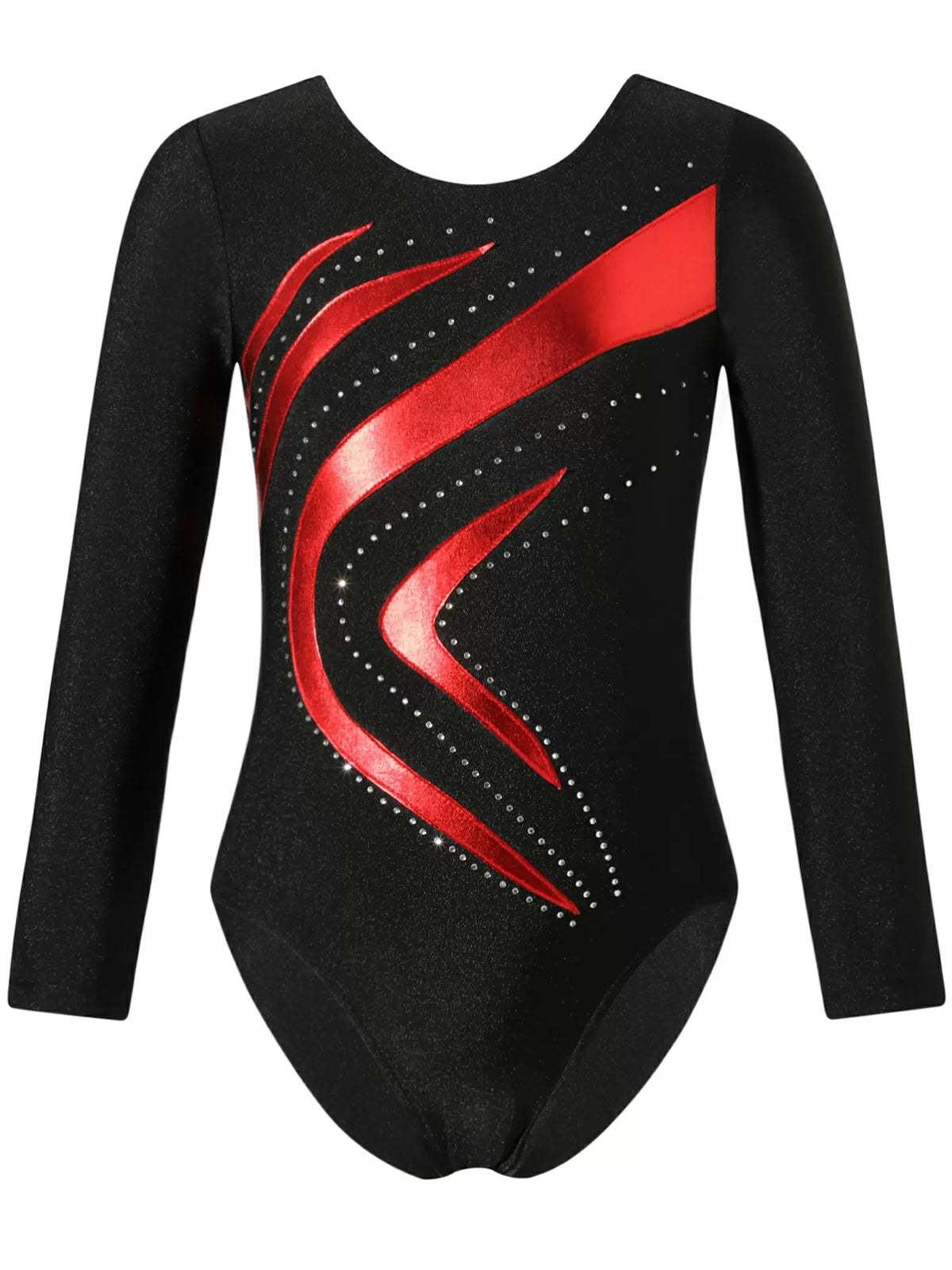 Kids Girls Long Sleeve Rhinestone Gymnastic Skating Leotard