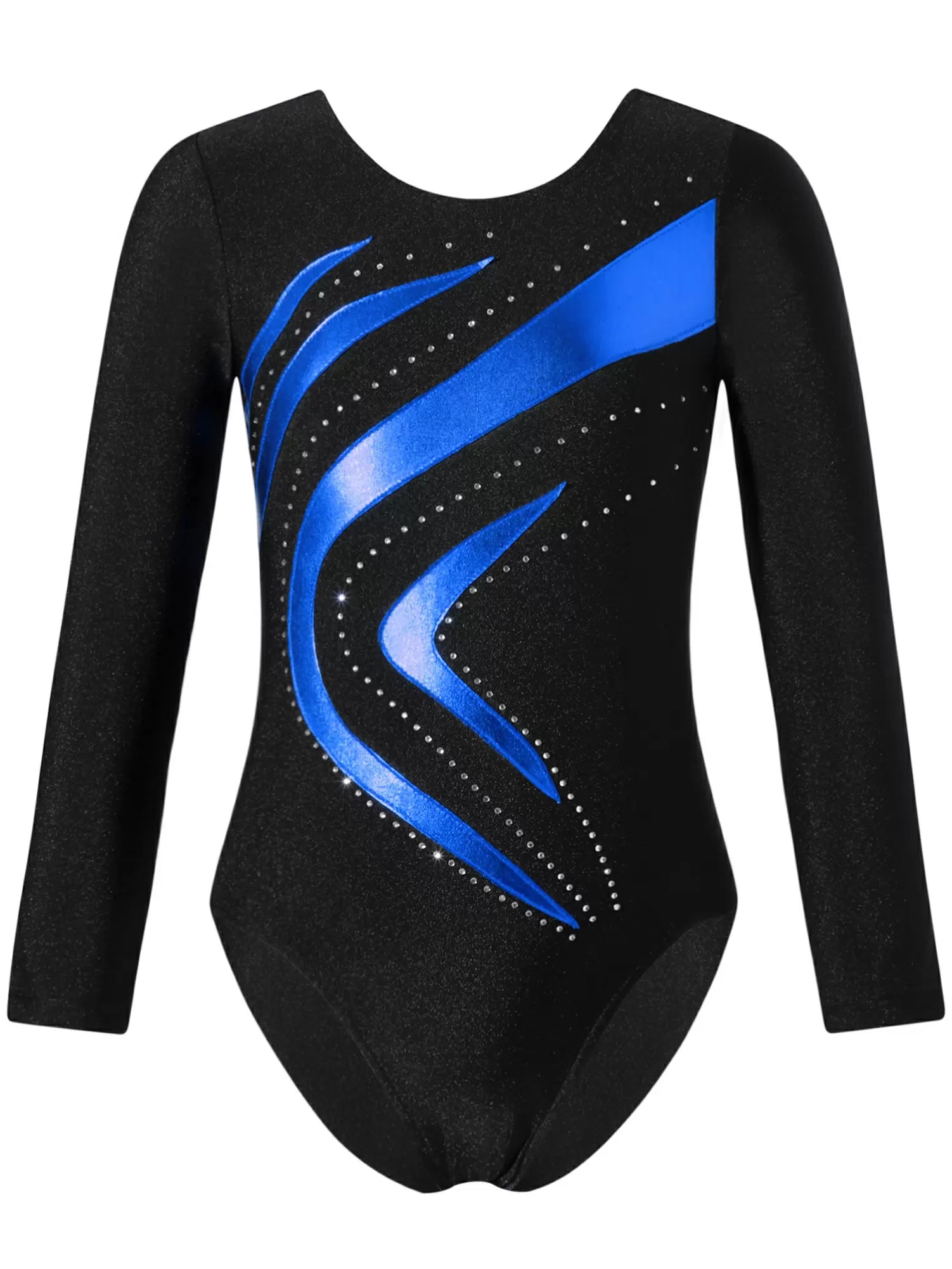 Kids Girls Long Sleeve Rhinestone Gymnastic Skating Leotard