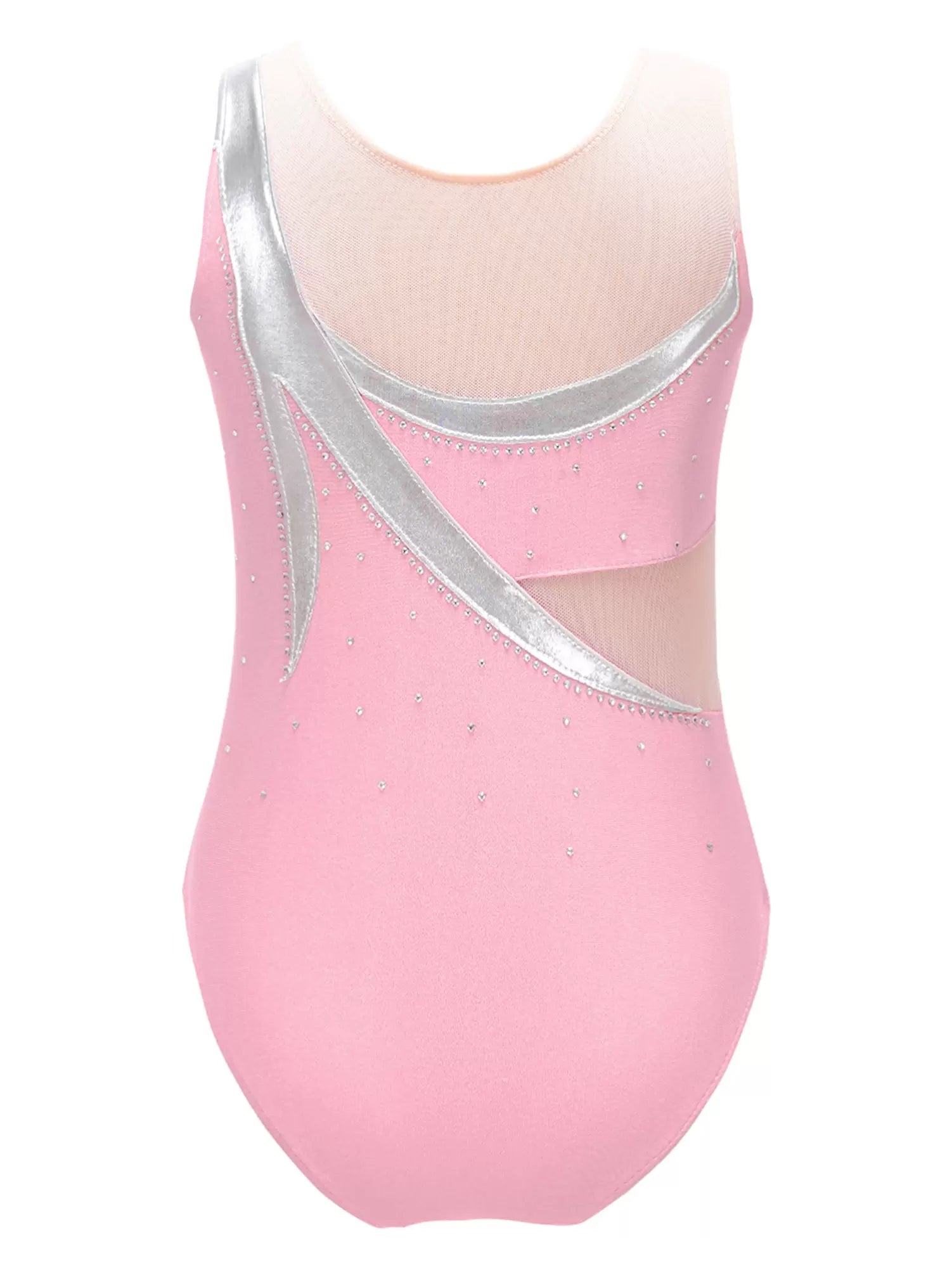 Kids Girls Sleeveless Round Neckline Metallic Skating Leotard