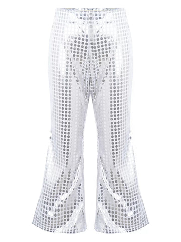 Kids Shiny Sequins Flared Jazz Pants Stage Performance Pants